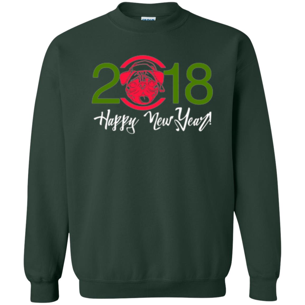 Dog Lovers T-shirt Happy New Year 2018 Forest Green