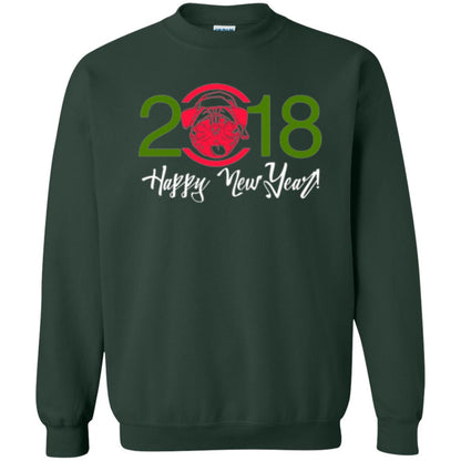 Dog Lovers T-shirt Happy New Year 2018 Forest Green