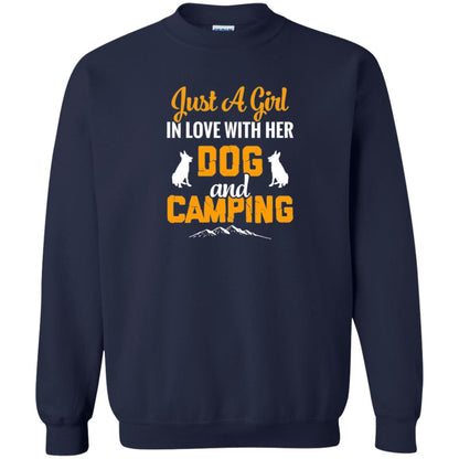 Just A Girl In Love With Her Dog And Camping Dog Lover T-shirt Navy