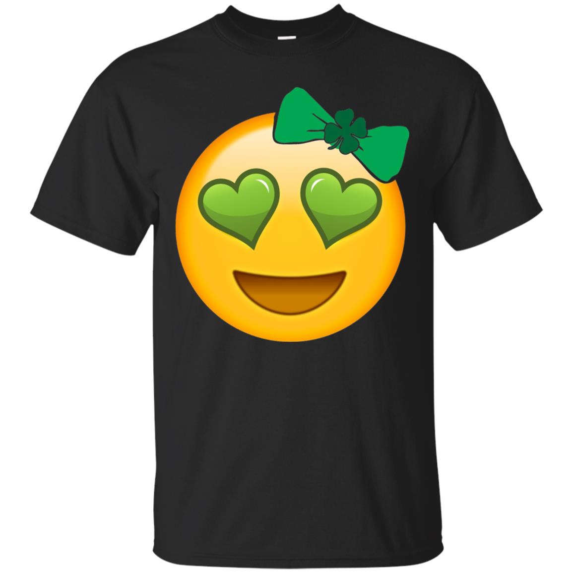 Emoji Green Heart Eyes Bow Saint Patricks Day Shirt For Girls Black