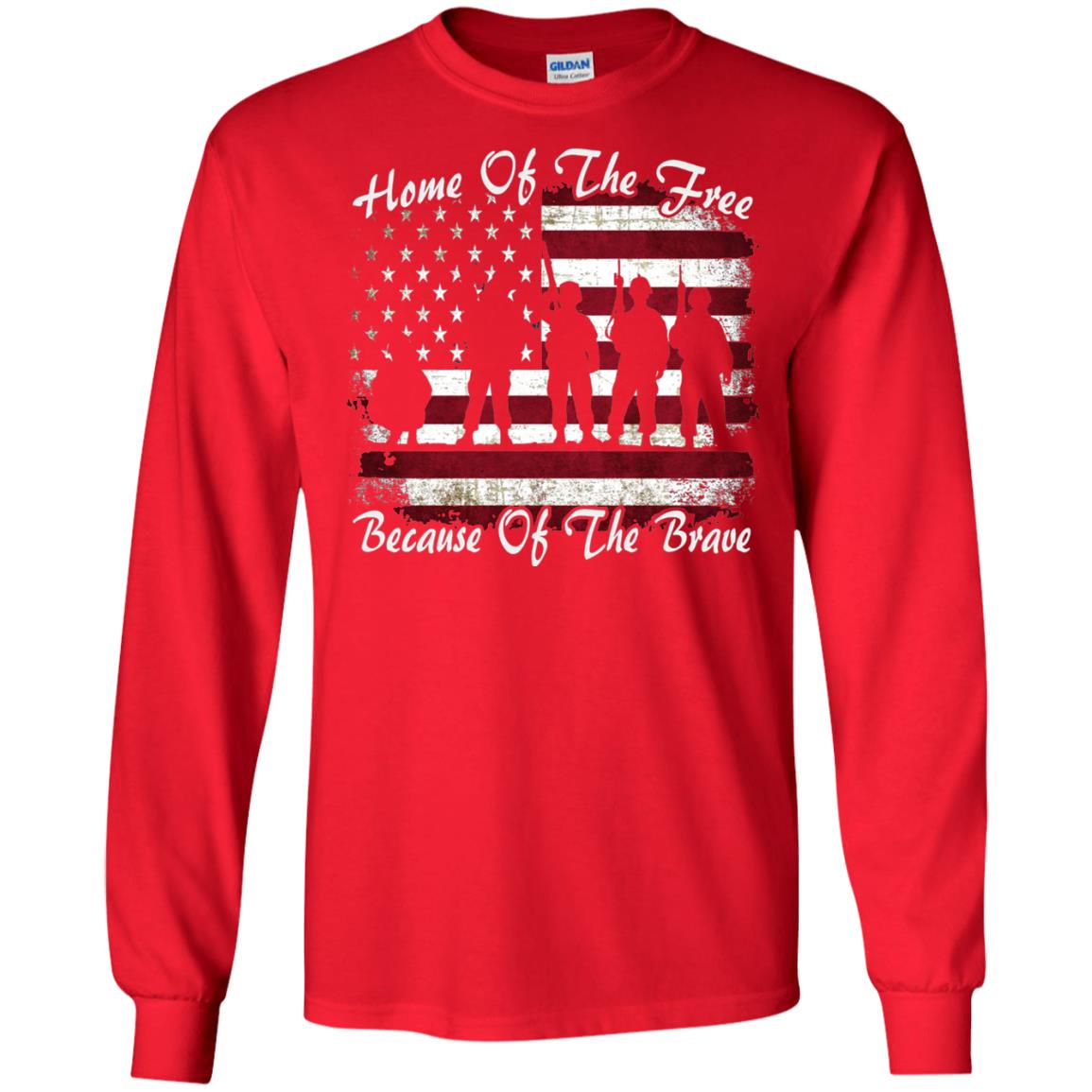 Home Of The Free Because Of The Brave Flag Military Shirt Red