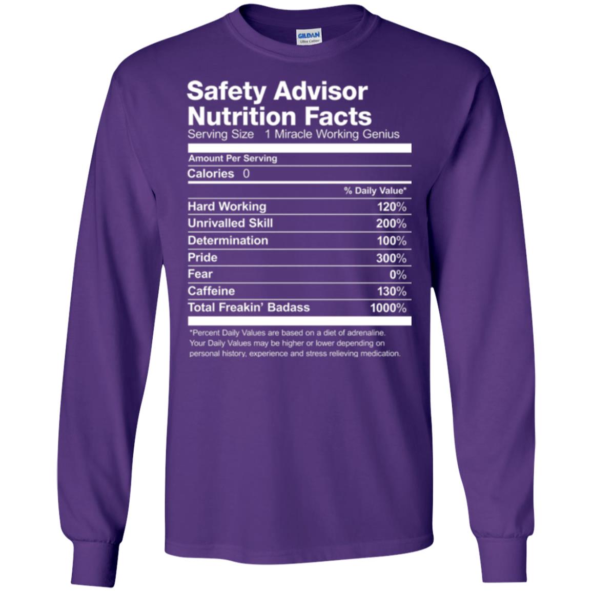 Safety Advisor Nutrition Facts Funny T-shirt Purple