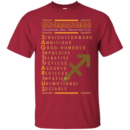 Sagittarius Birthday Shirt Straightforward Ambitious Good Humored Impulsive Talkative Cardinal
