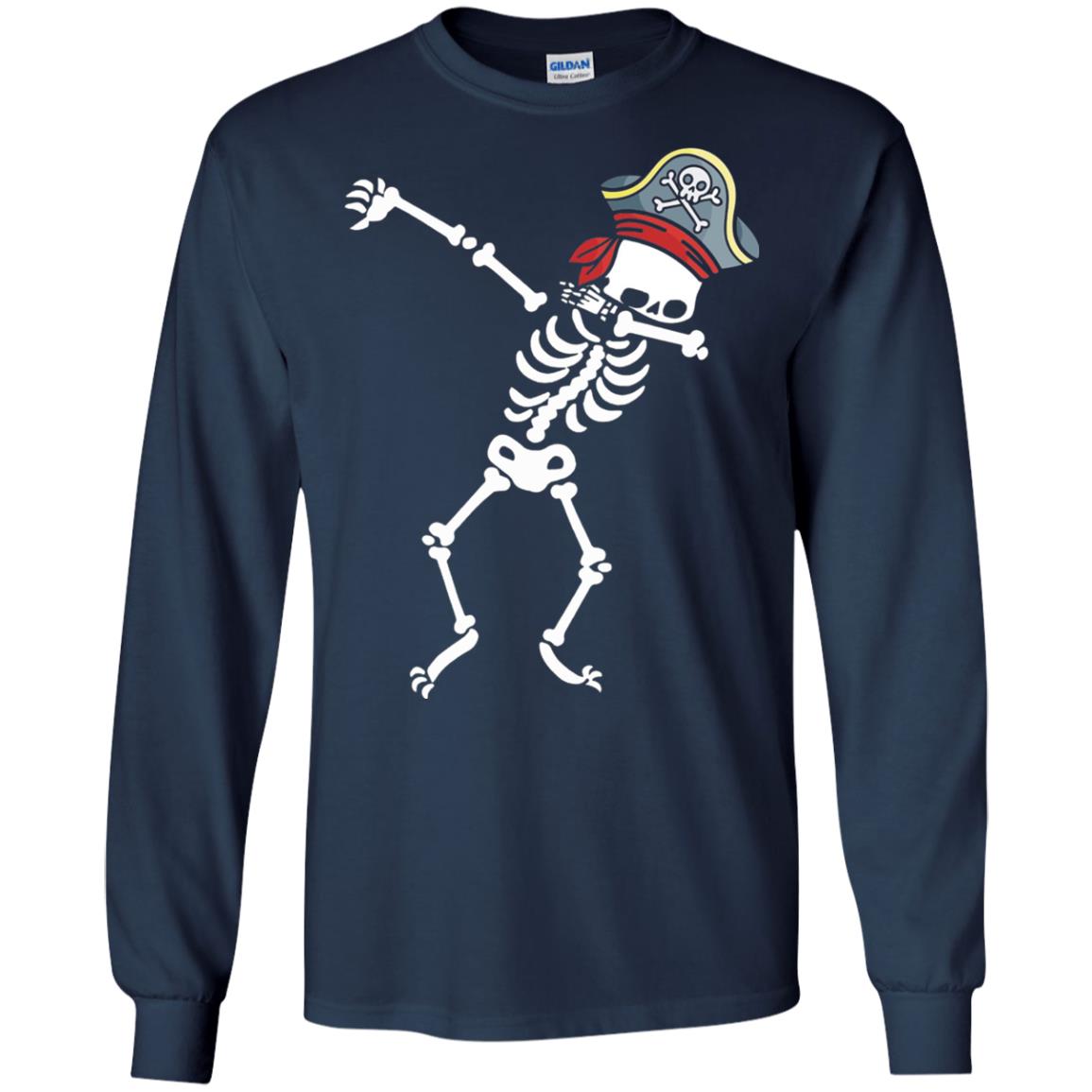 Dabbing Skeleton With Pirates Hat T-shirt Navy