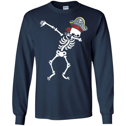 Dabbing Skeleton With Pirates Hat T-shirt Navy