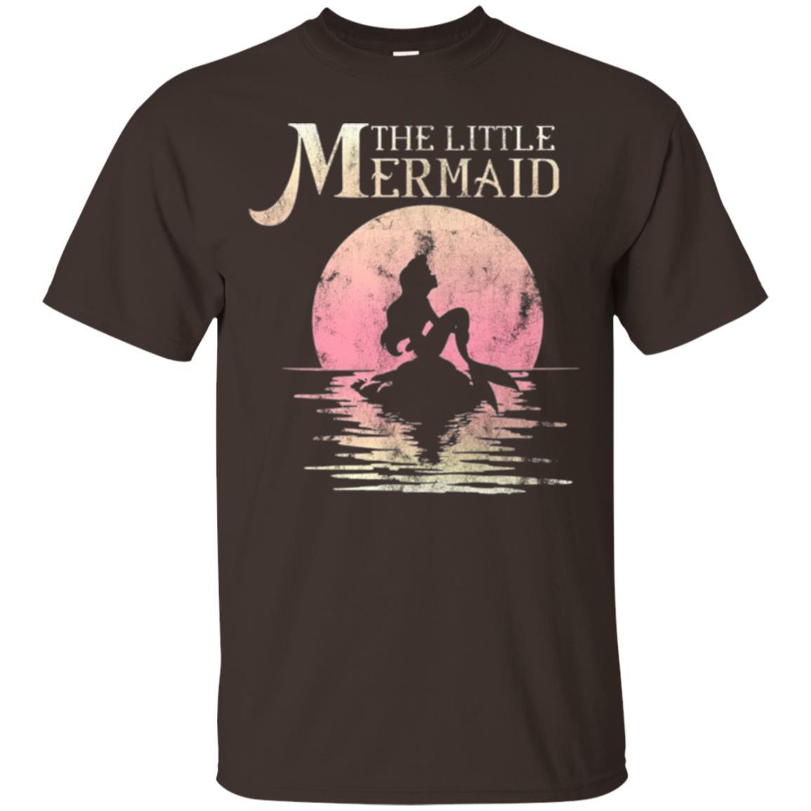 Cartoon T-shirt The Little Mermaid Ariel Rock Moon Silhouette Dark Chocolate