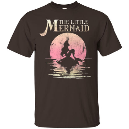 Cartoon T-shirt The Little Mermaid Ariel Rock Moon Silhouette Dark Chocolate
