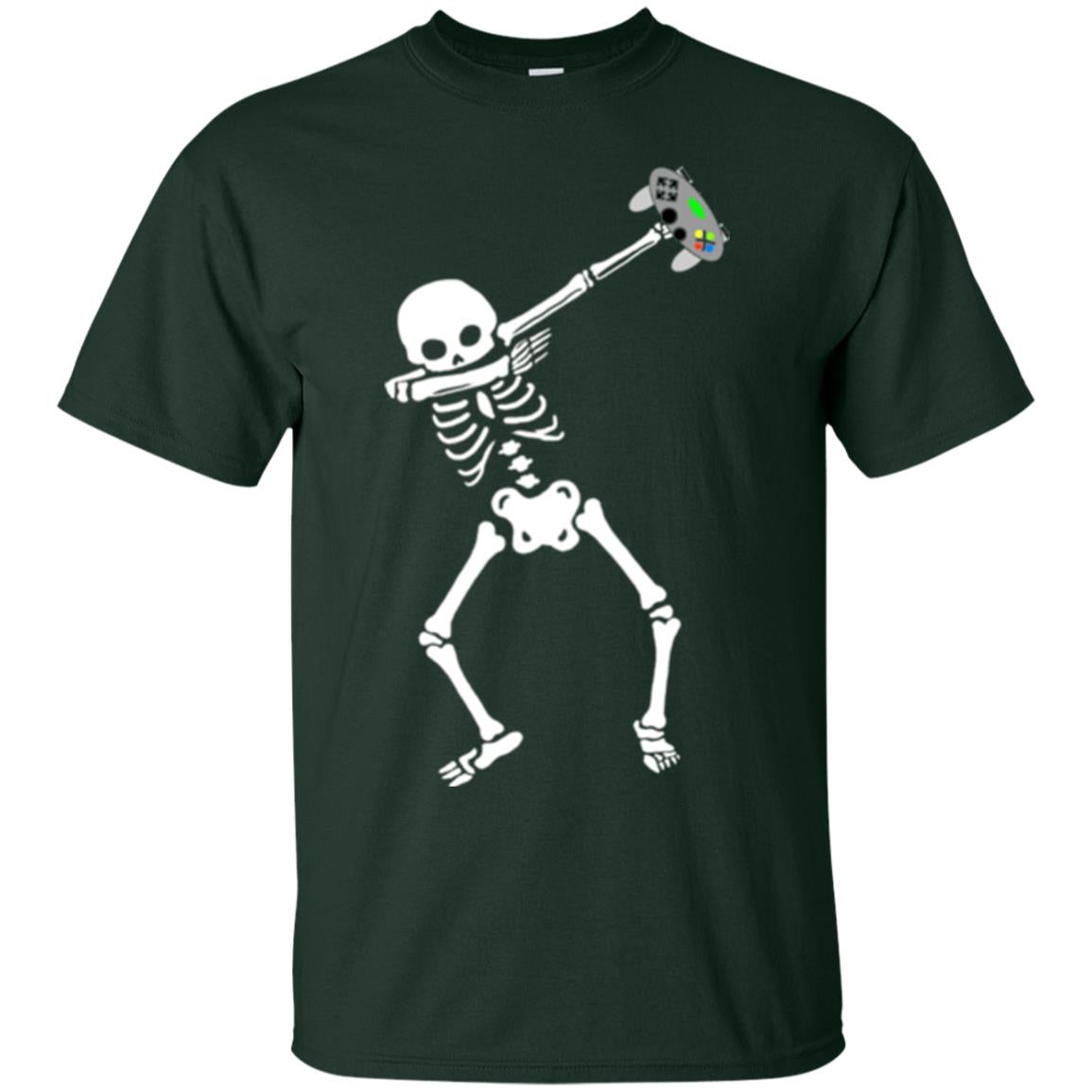 Gamer T-shirt Dabbing Skeleton Forest Green