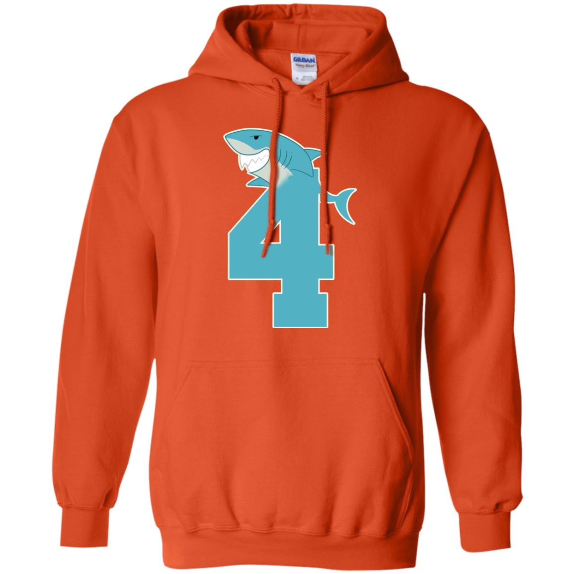 4th Birthday Shark Party Shirt Orange