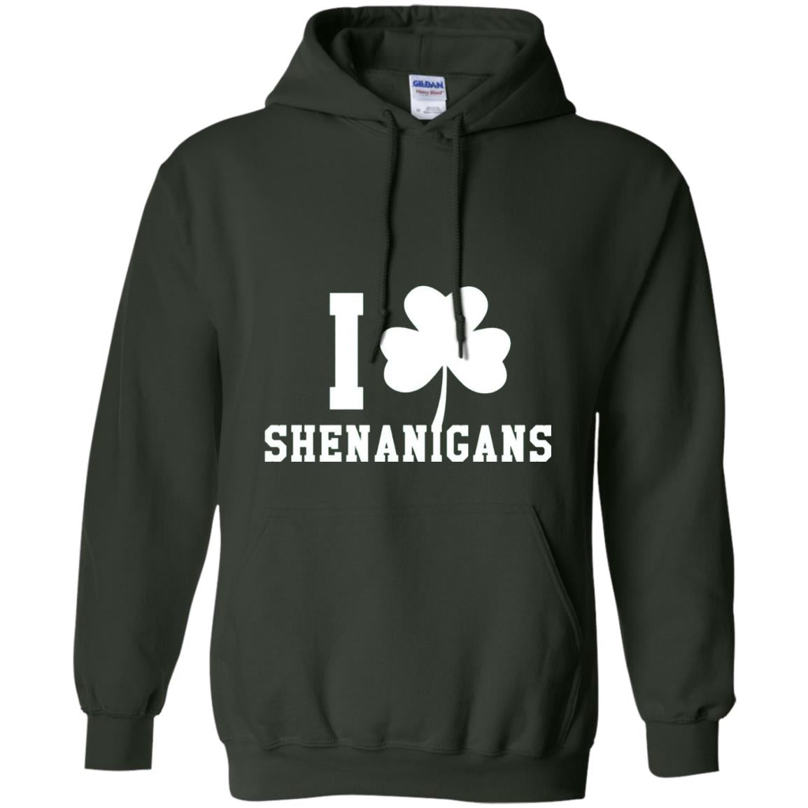 I Love Shenanigans Shamrock Saint Patrick_s Day T-shirt Forest Green