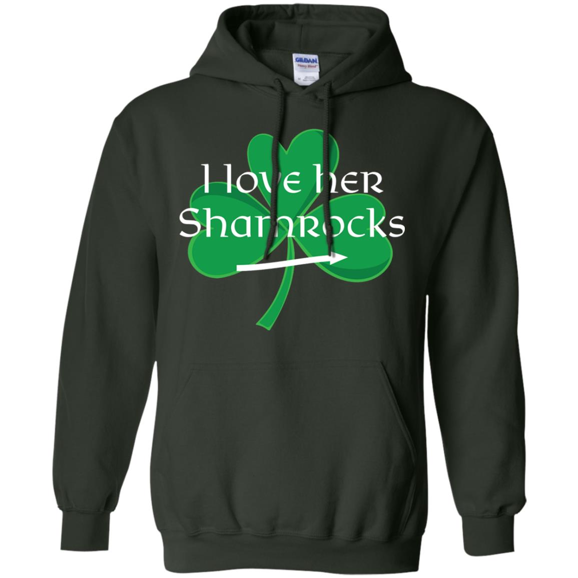 Saint Patrick_s Day T-shirt I Love Her Shamrocks Forest Green