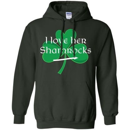 Saint Patrick_s Day T-shirt I Love Her Shamrocks Forest Green