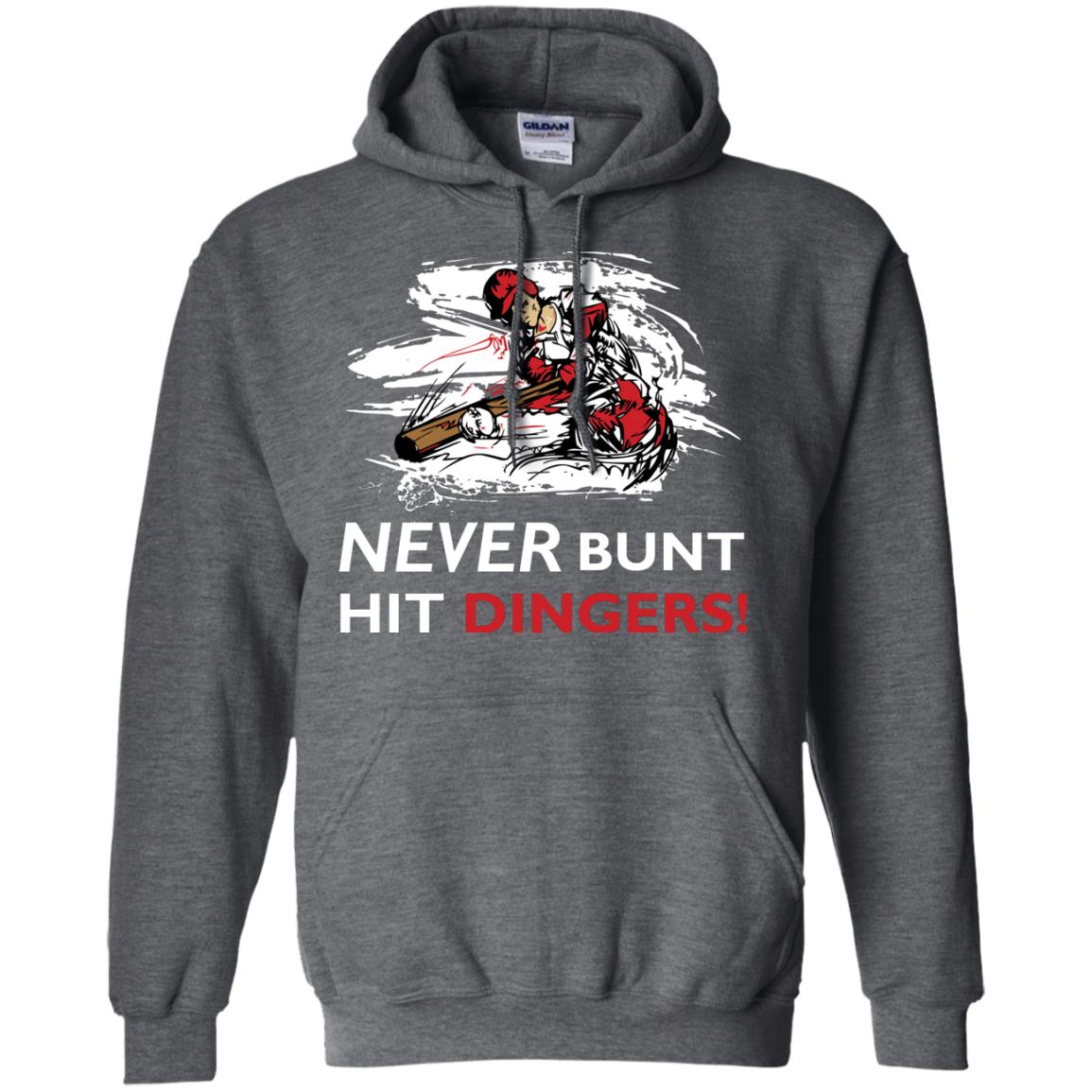 Baseball Lover T-shirt Never Bunt Hit Dingers Dark Heather