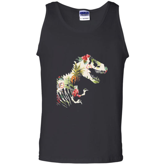Dinosaur T-shirt Floral Tropical Hawaiian Pattern T Rex Black