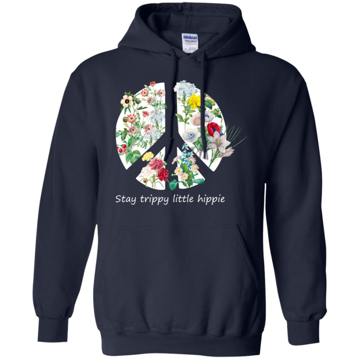 Stay Trippy Little Hippie Peace Sign Shirt Navy