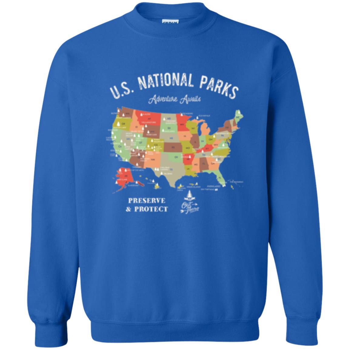 Hiking Camping T-shirt National Park Map Vintage T-shirt Royal
