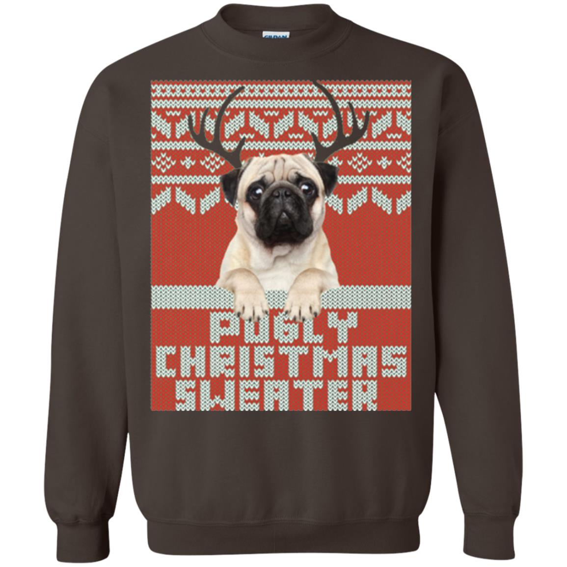 Dog Lovers T-shirt Pugly Christmas Sweater Dark Chocolate