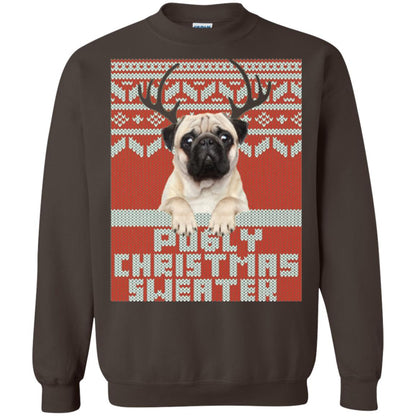 Dog Lovers T-shirt Pugly Christmas Sweater Dark Chocolate