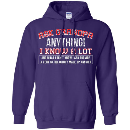 Ask Grandpa Anything I Know A Lot Funny Saying Gift Shirt For Papa Purple