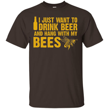 I Just Want To Drink Beer And Hang With My Bees Beekeeper T-shirt Dark Chocolate