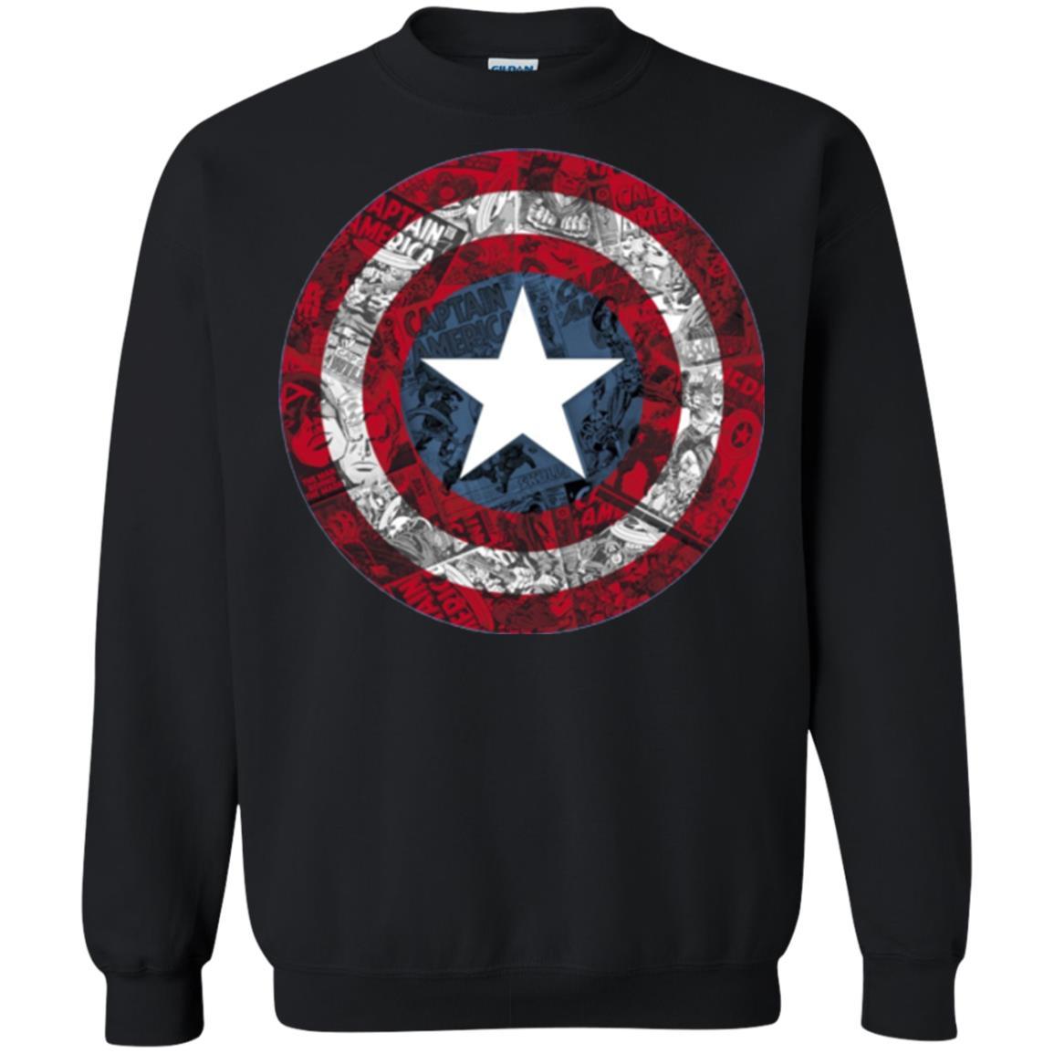 Film T-shirt Captain America Avengers Shield Comic Graphic Black