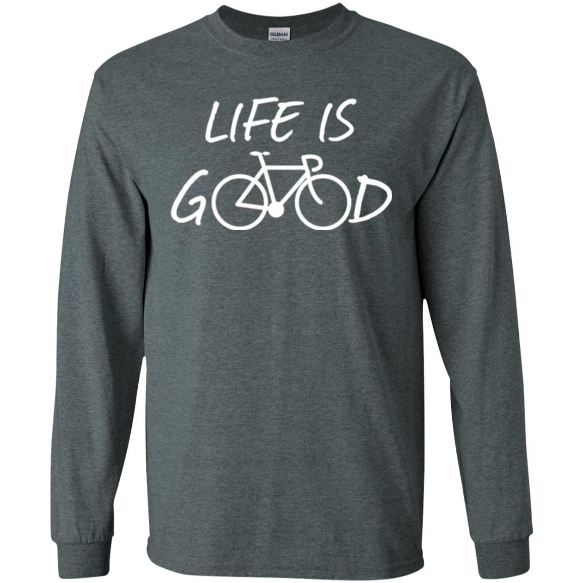 Bicycle T-shirt Life Is Good T-shirt Dark Heather