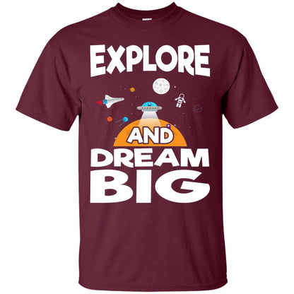 Explore And Dream Big Space Universe Planet Shirt Maroon
