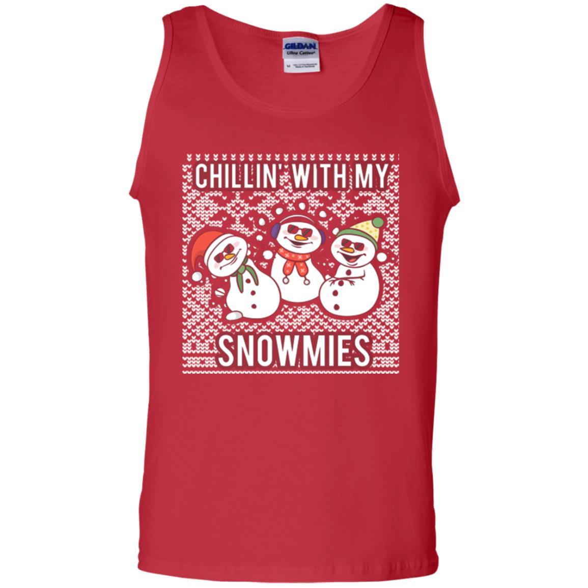 Christmas T-shirt Chillin' With My Snowmies Red