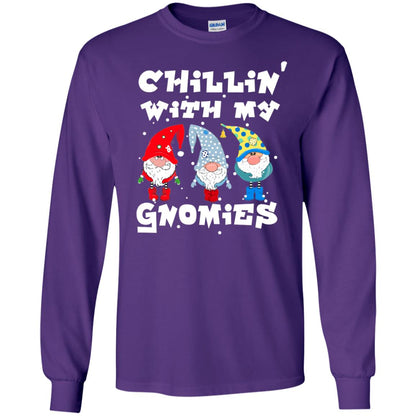 Chillin' With My Gnomies X-mas Gift Shirt For Mens Womens Kids Purple