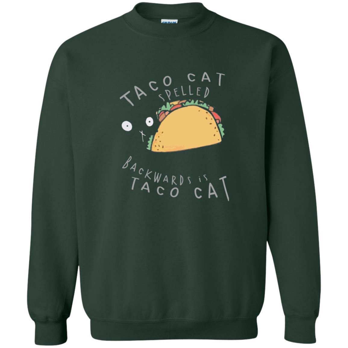 Cat Lovers T-shirt Taco Cat Spelled Backward Is Taco Cat Forest Green