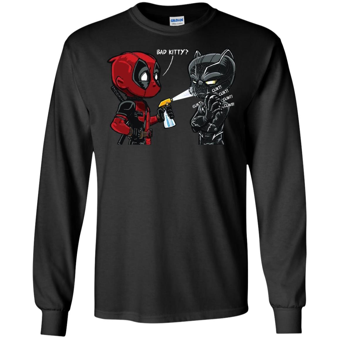 Deadpool Black Panther Bad Kitty Film Lover T-shirt Black