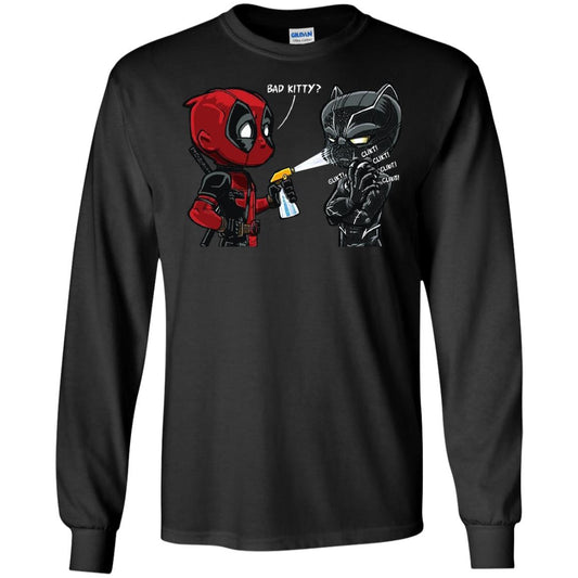 Deadpool Black Panther Bad Kitty Film Lover T-shirt Black