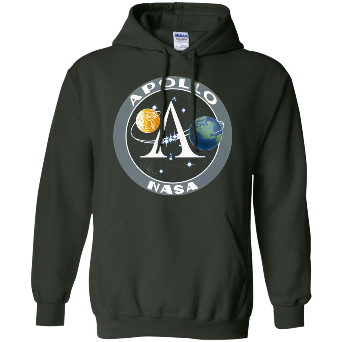 Apollo Program Moon Landing Patch Print Nasa Astronomy T-shirt Forest Green