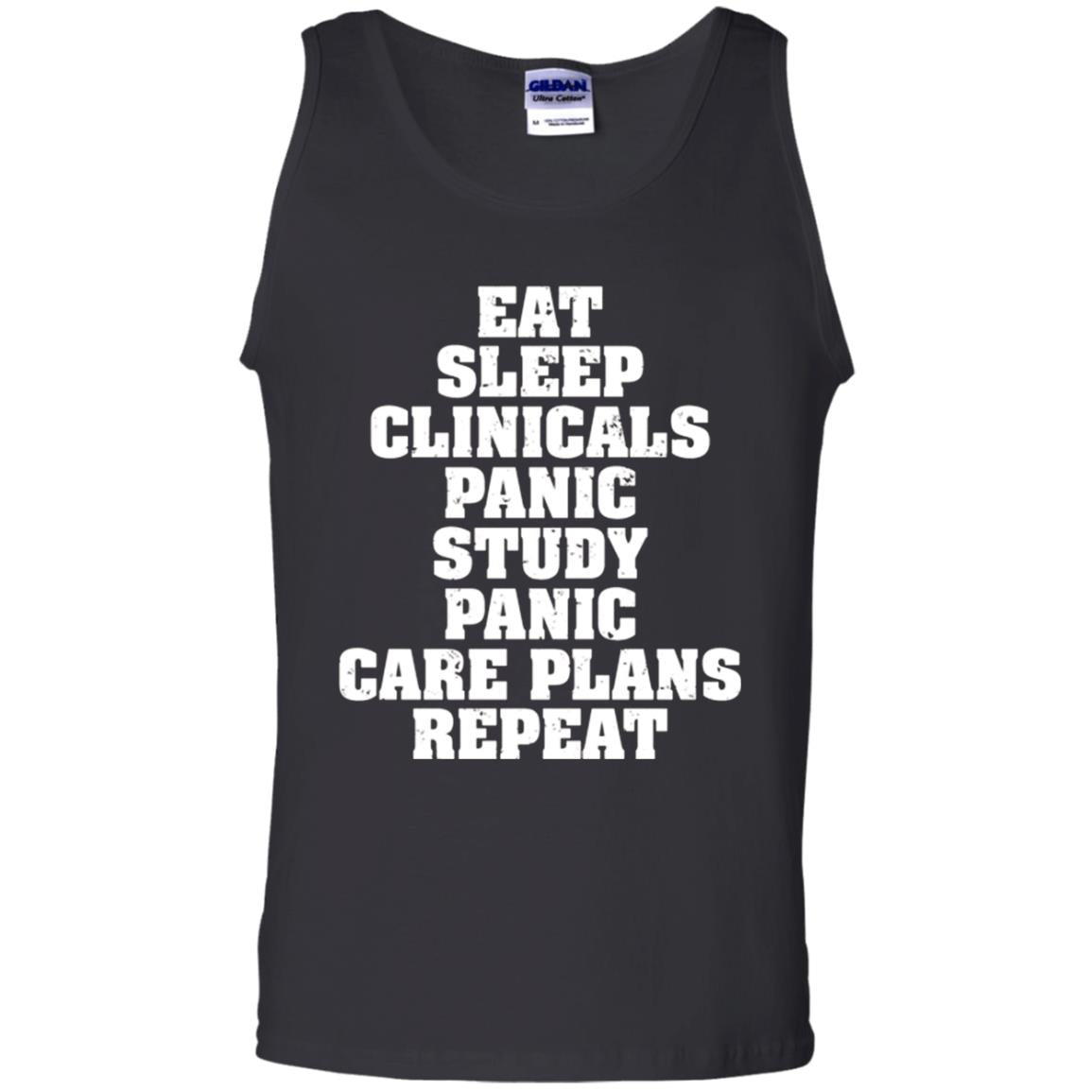 Funny Nursing Student T-shirt Eat Sleep Clinicals Panic Black