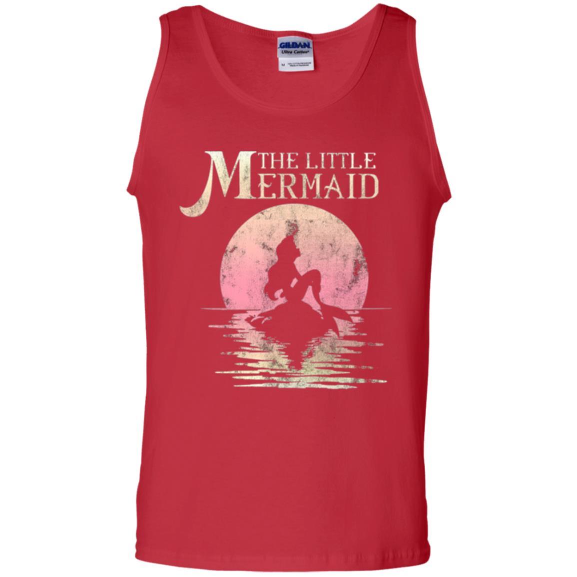 Cartoon T-shirt The Little Mermaid Ariel Rock Moon Silhouette Red