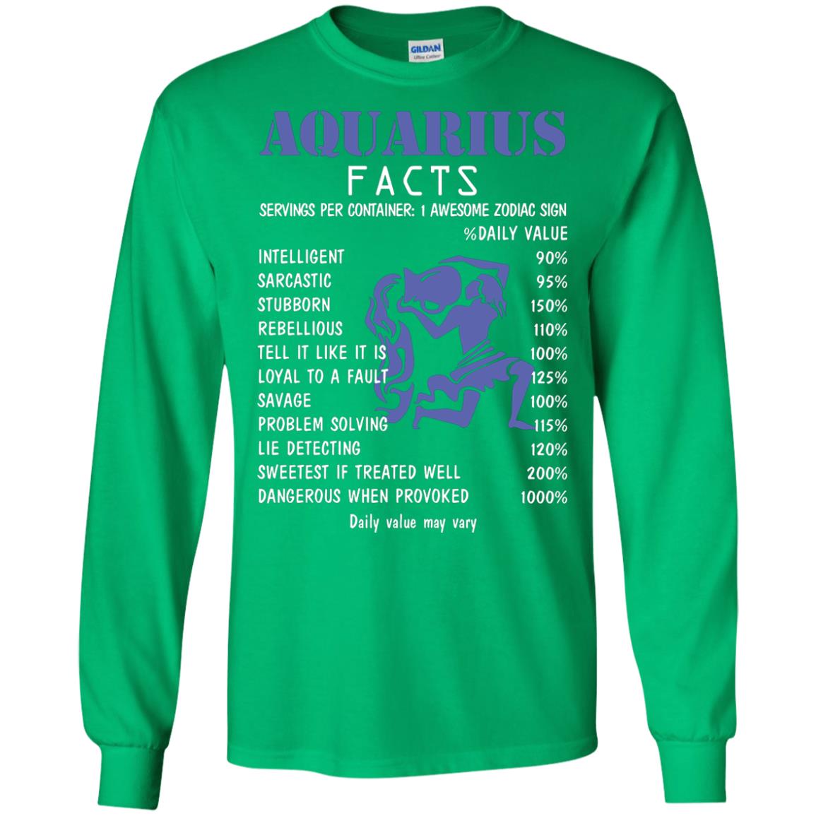 Aquarius Facts 1 Awesome Zodiac Sign Gift Shirt Fo Aquarius Horoscope Irish Green