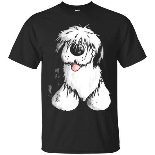 Dog Lover T-shirt Happy Old English Sheepdog Black