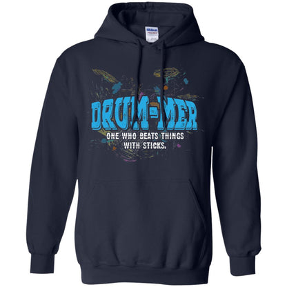 Drummer Definition T-shirt Drummer One Who Beats Things With Stick Navy