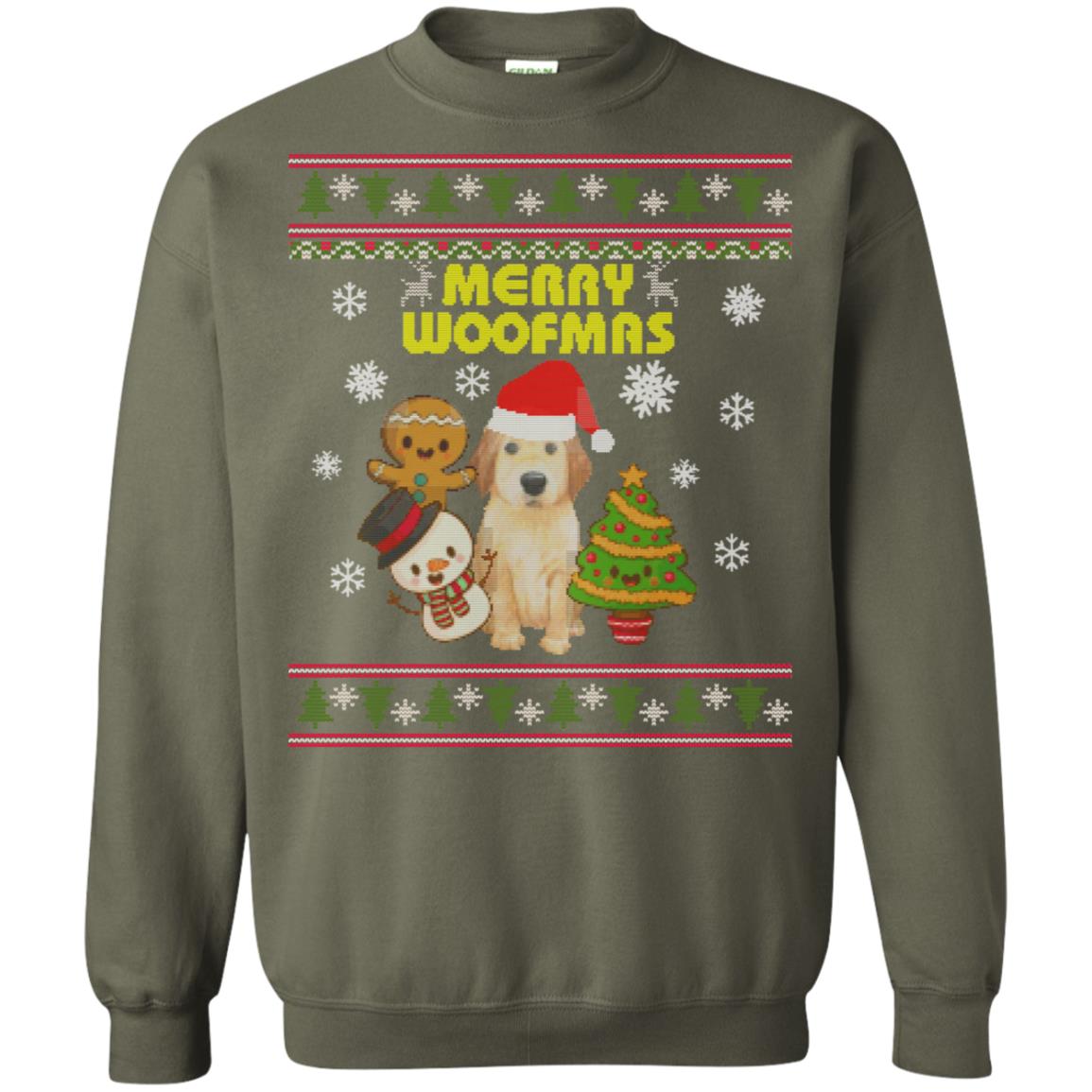 Merry Woofmas Dogs Lovers X-mas 2018 Gift Shirt Military Green