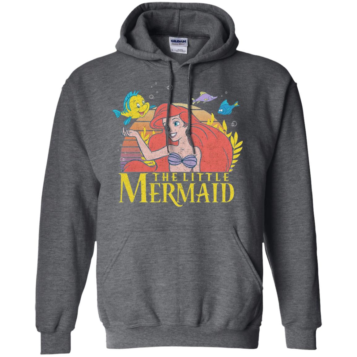 Cartoon T-shirt Mermaid Ariel Flounder Dark Heather