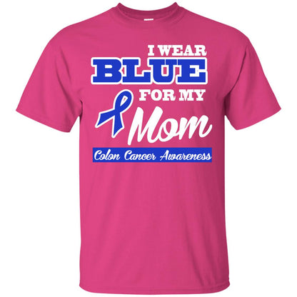 I Wear Blue For My Mom Colon Cancer Awareness Gift Shirt For Boys Or Girls Heliconia