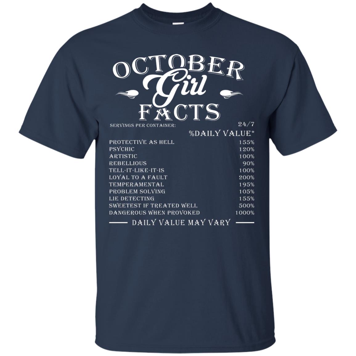 October Girl Facts Facts T-shirt Navy