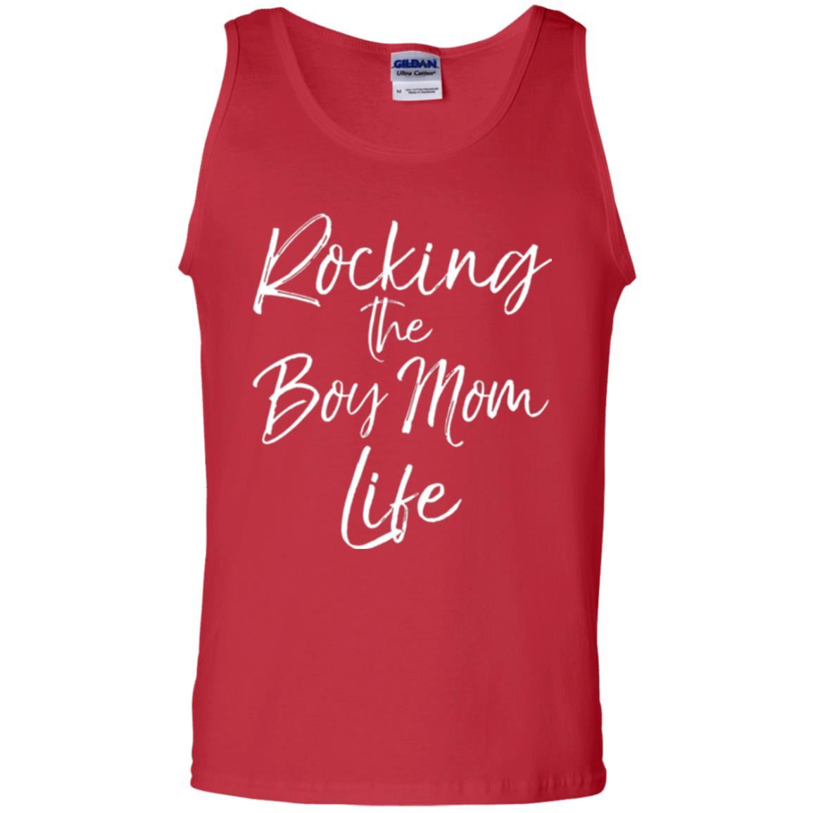 Mommy T-shirt Rocking The Boy Mom Life Red
