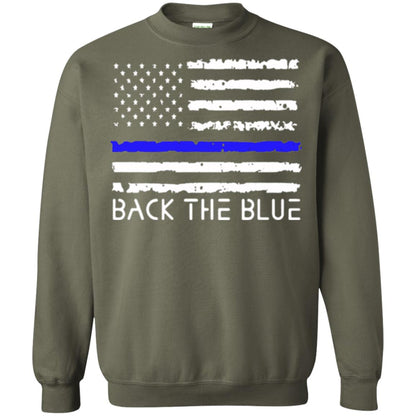 Thin Blue Line T-shirt Back The Blue Military Green
