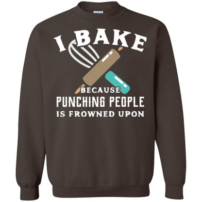 Baking T-shirt I Bake Because Punching People Is Frowned Upon Dark Chocolate