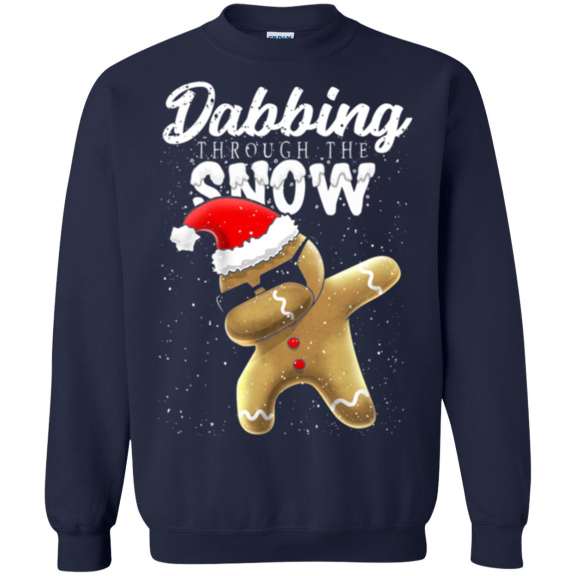 Dabbing Gingerbread T-shirt Dabbing Through The Snow Navy