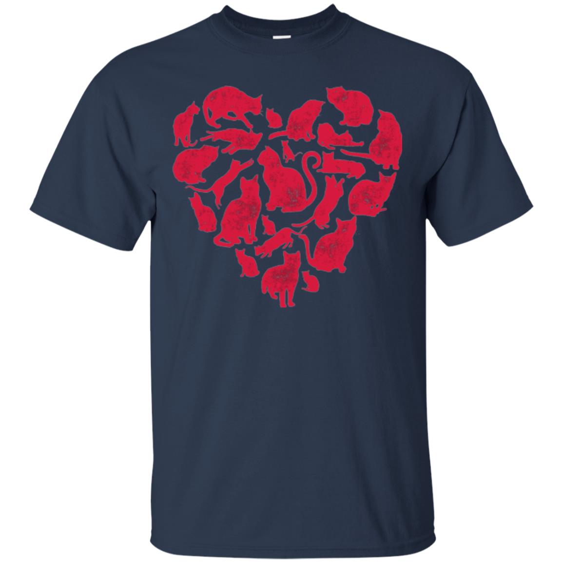 Valentines Day Cat T-shirt Navy