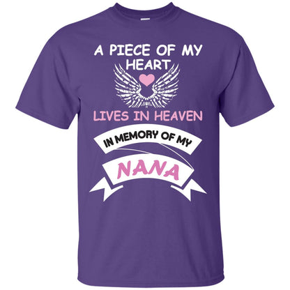 A Piece Of My Heart Lives In Heaven In Memory Of My Nana Shirt Purple