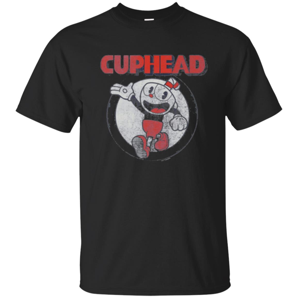 Cuphead T-shirt Cuphead Waving Circle Portrait Black