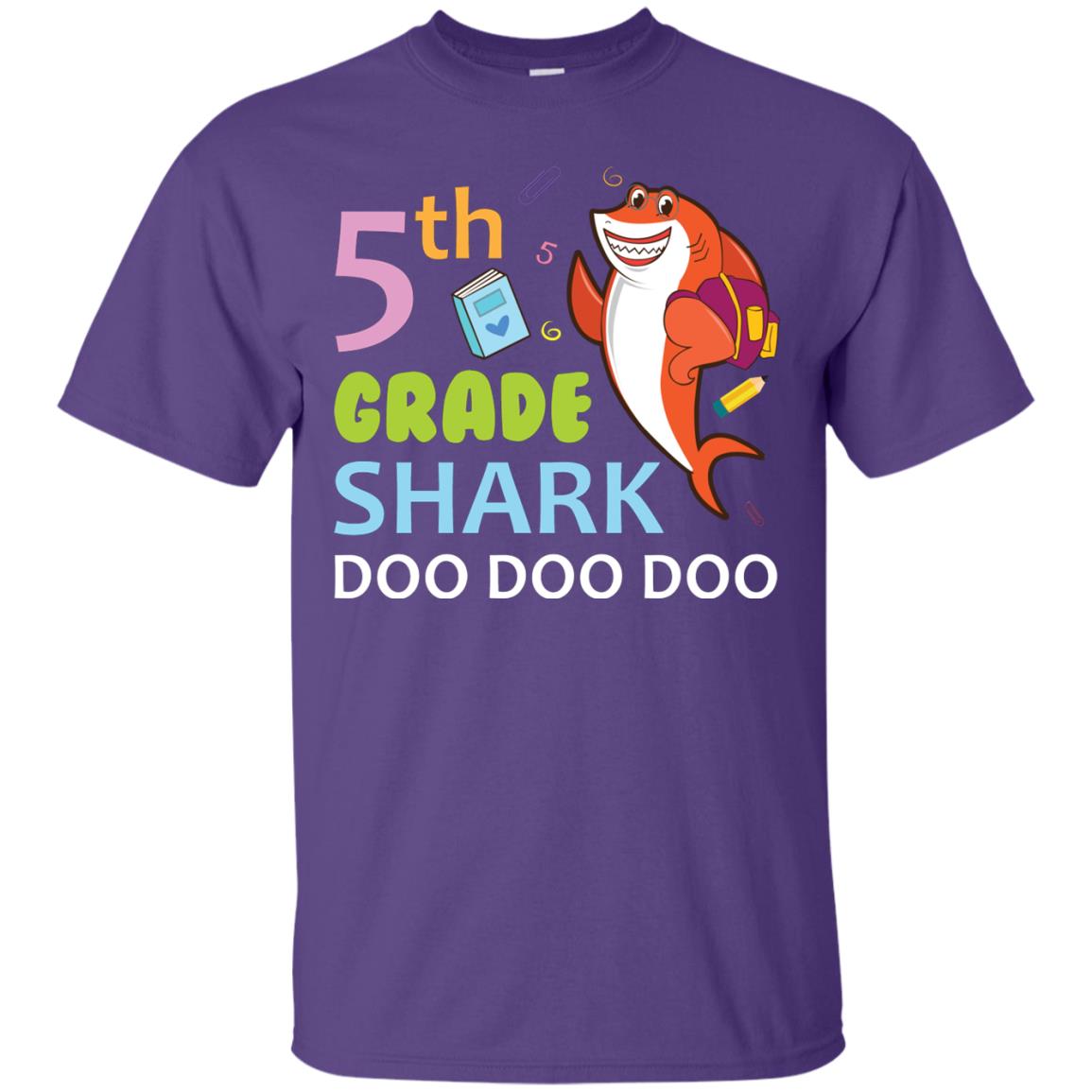 5th Grade Shark Doo Doo Doo Back To School T-shirt Purple